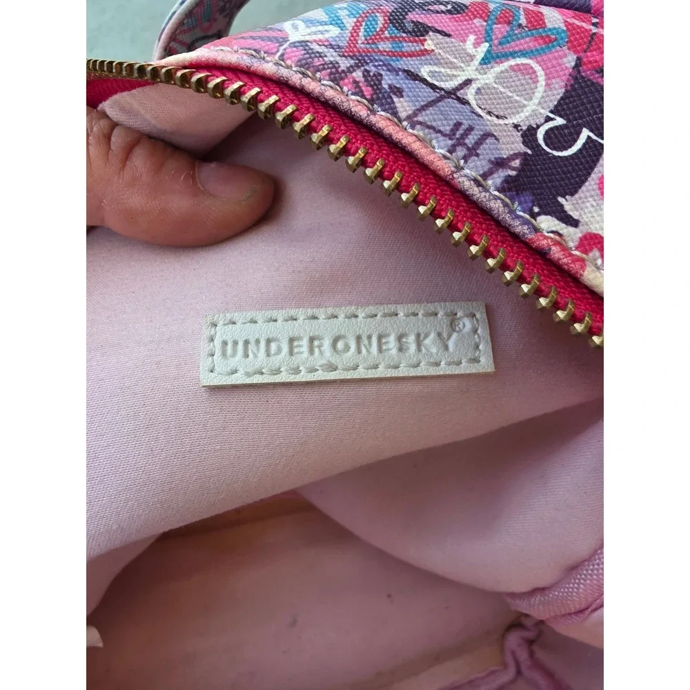 Under One Sky Graffiti Love Mini Backpack Pink Purple Street Art Heart Bag‎ D1